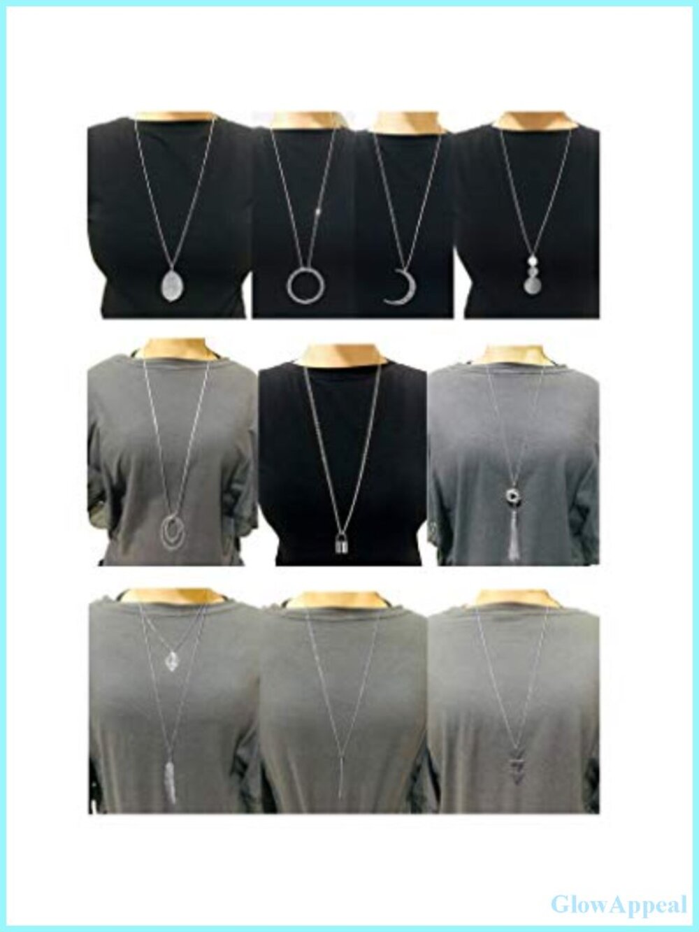 10Pc Y Pendant Necklace Set Long Chain Choker for Women